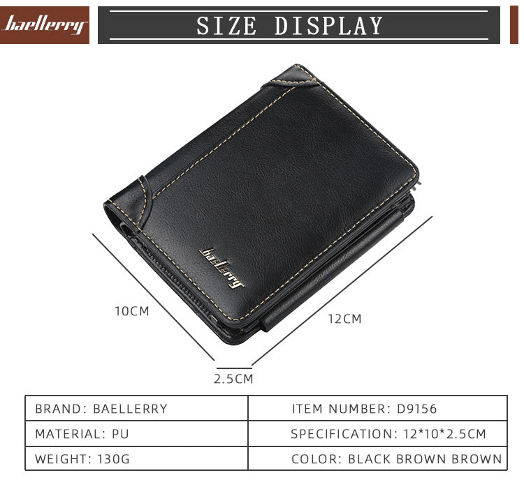 WA305 - Baellerry three-fold zipper Wallet