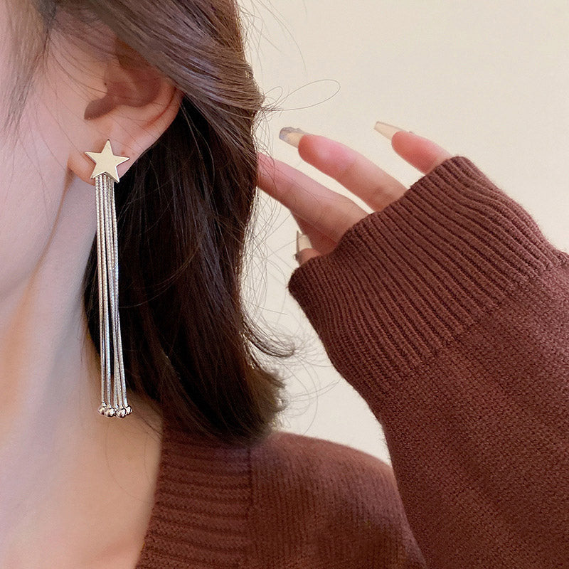 E1376 - Star Drop Long Earrings
