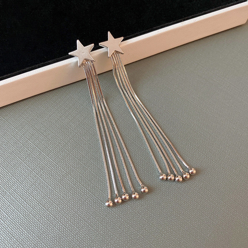 E1376 - Star Drop Long Earrings
