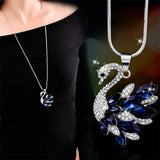 N2675 - Swan Pendant Gemstone Necklace