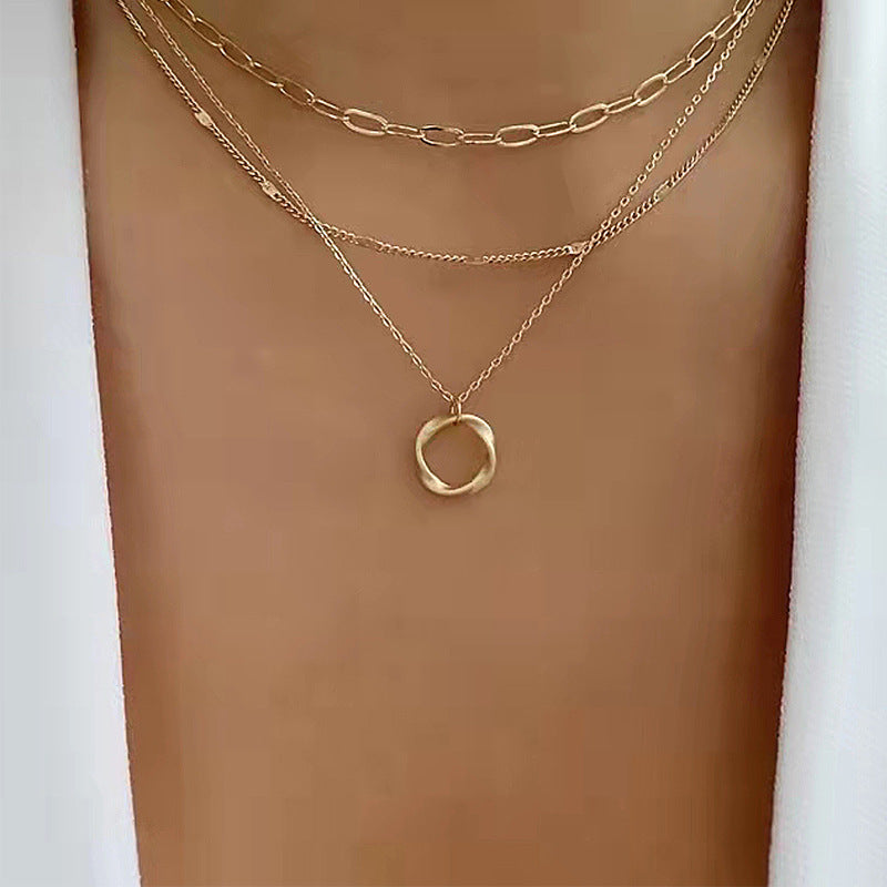 XN001 - Circular Alloy Pendant Necklace