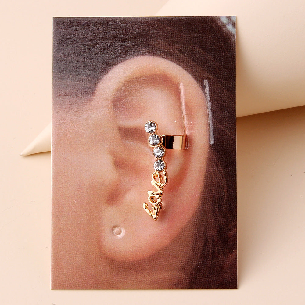E1561 - LOVE Letter Ear Bone Clip Earrings