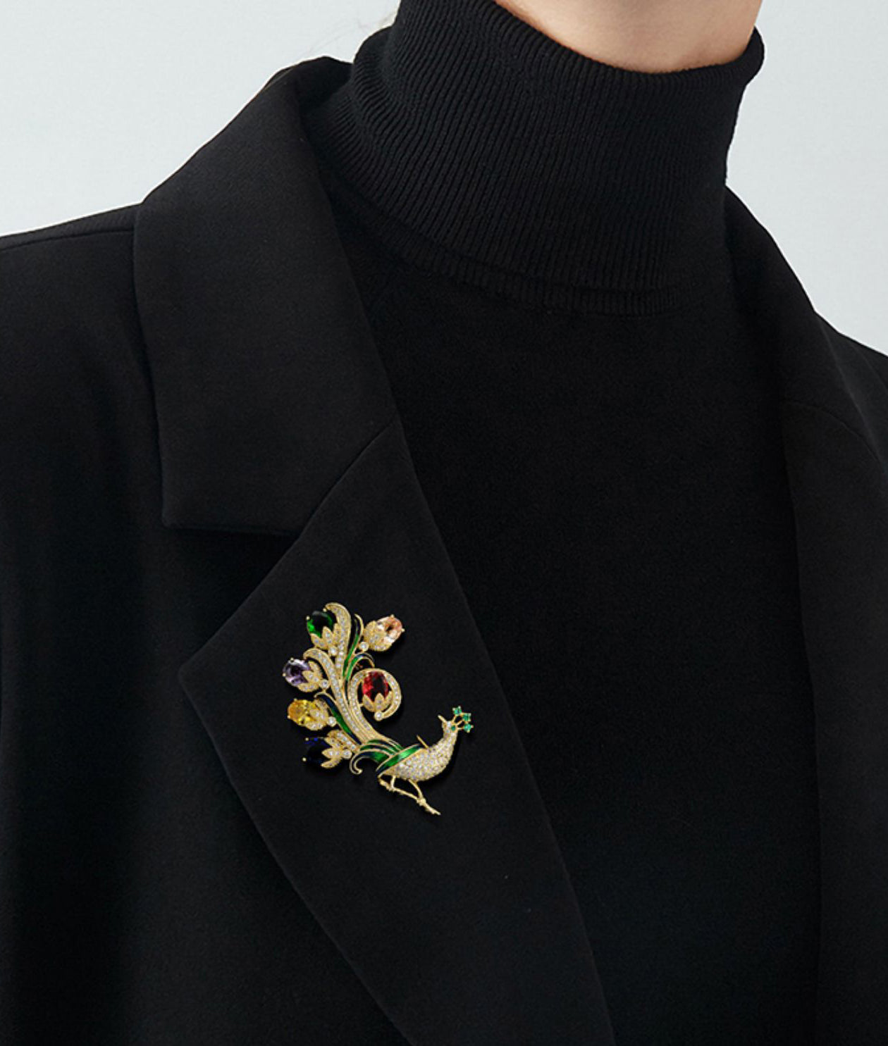 XSB173 - Peacock Gemstone Saree Brooch