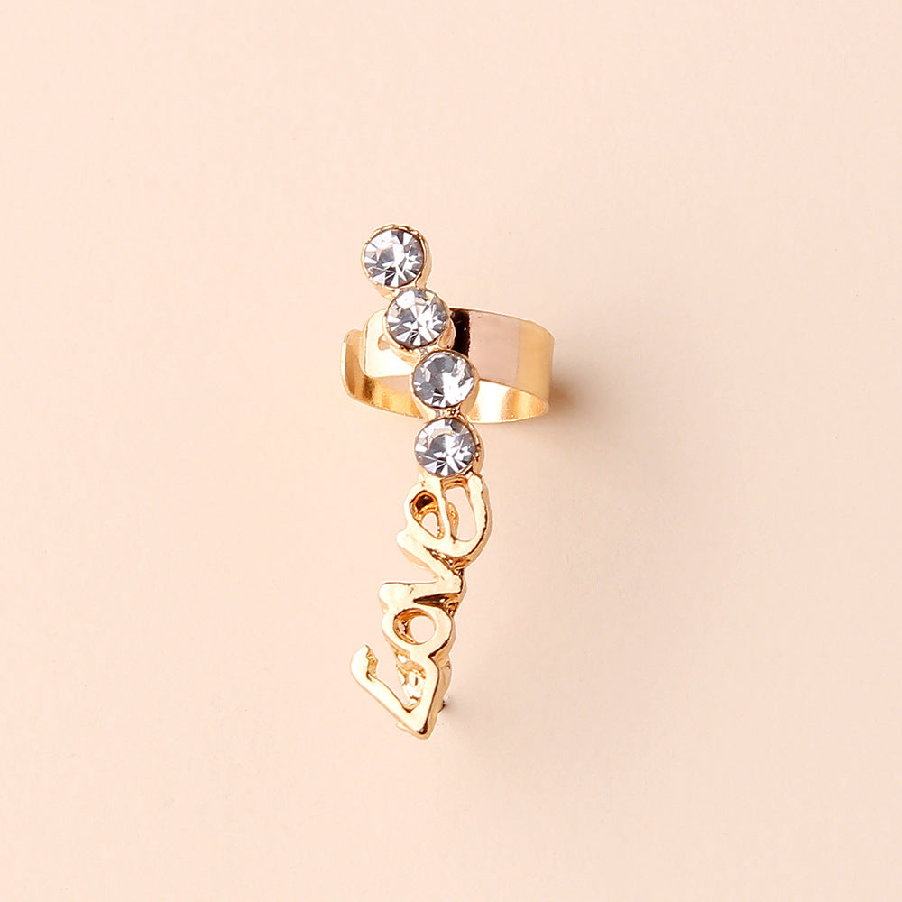 E1561 - LOVE Letter Ear Bone Clip Earrings