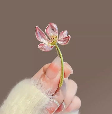 XSB087 - Pink Lotus Saree Brooch