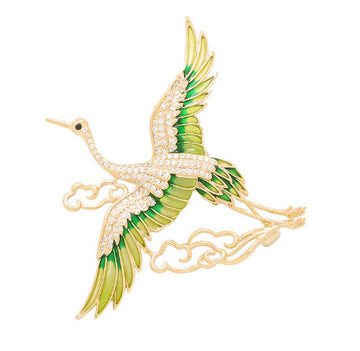 XSB081 - Green Bird Saree Brooch