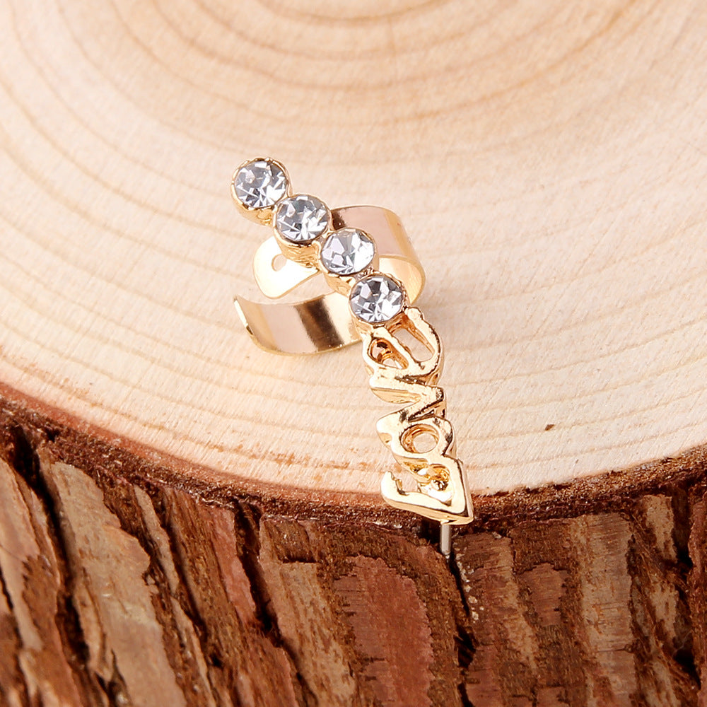 E1561 - LOVE Letter Ear Bone Clip Earrings