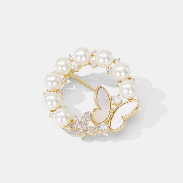 XSB180 - Opal White Butterfly Saree Brooch