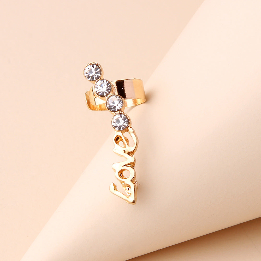 E1561 - LOVE Letter Ear Bone Clip Earrings