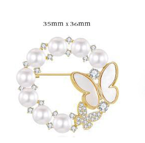 XSB180 - Opal White Butterfly Saree Brooch