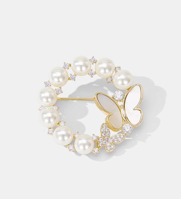 XSB180 - Opal White Butterfly Saree Brooch