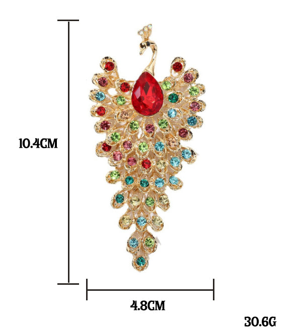 XSB177 - Elegant Peacock Gemstone Saree Brooch