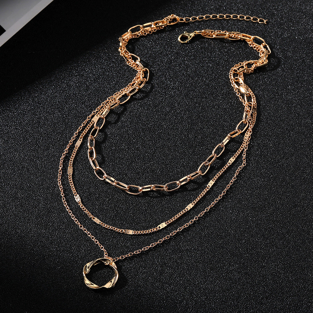 XN001 - Circular Alloy Pendant Necklace