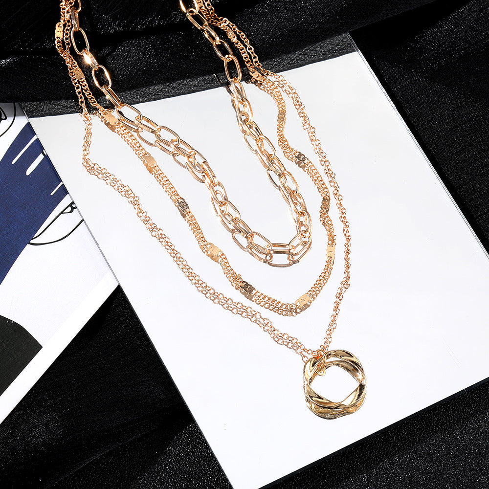 XN001 - Circular Alloy Pendant Necklace