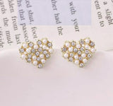 E1555 - Classic Pearl Heart Stud Earrings