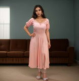 C277 - Elegant Pink Midi Dress