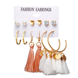 E1235 - Love Circle Sequin Tassel Earring Set