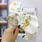 HA242 - Floral square cream white Headband