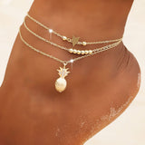 AK168 - Multi-layer round pendant Anklet