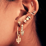 E1249 - Beauty Cactus Eye Combination Earrings Set