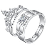 R666 - Silver Crown Couple Ring