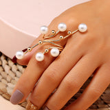 R572 - Fashion trend pearl geometric ring