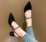 SH445 - Korean Pointed Half Heel Sandals