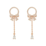 E1521 - Crystal water drop bow earrings