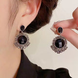XE226 - Black Gemstone Earrings