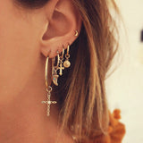E1391 - Gold Drop Earring Set