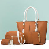H1755 - Retro Three Piece Brown Handbag Set