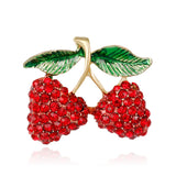 SB261 - Diamond-encrusted cherry brooch