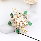 SB384 - Green Flower Saree Brooch