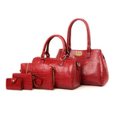 H1814 - 5pcs Set Crocodile Pattern Tote Bag