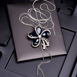 N2650 - Blue Floral Gemstone Necklace