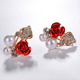 E1682 - Pearl Rose butterfly Earrings