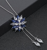 N2636 - Blue Flower Gemstone Necklace