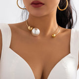 N2578 - Elegant Pearl Collar Necklace