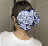HA225 - Korean Style Blue and White striped Large Hair Band