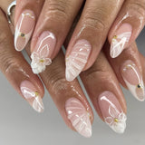NA027 - Floral Manicure Glam Nails