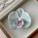 HA219 - Light green-butterfly pearl orchid Hairpin