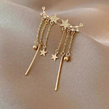 E1676 - Korean five-pointed star pearl tassel Earrings