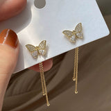 E1593 - Butterfly Tassel Long Earrings