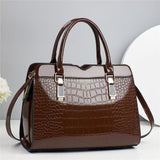 H1866 - Brown Crocodile Pattern Shoulder Bag
