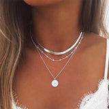 XN069 - Silver Layered Collar Necklace