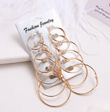 E1624 - Korean Large Buckle Hoop Earring Set