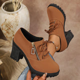 SH518 - Retro Side Zipper Chunky Heel Boots