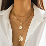 N2593 - Golden Layered Butterfly Necklace