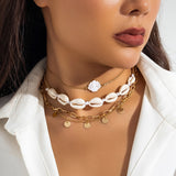 N2583 - Layered Seashell Elegant Necklace Set