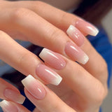 NA032 - Gradient White Glam Nails